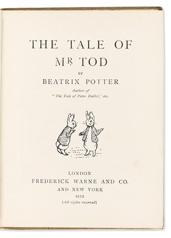 Potter, Beatrix (1866-1943) The Tale of Mr. Tod, signed first edition.